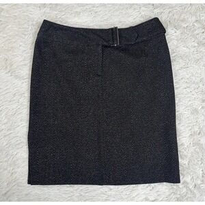 Express Womens Chevron Formal‎ Pencil Black Career Chic Silver Work Skirt Sz 3/4